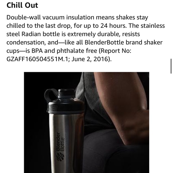 Blender Bottle Radian Stainless Steel Bottle with Wire Whisk, 26 Oz, Matte Black - Picture 10 of 15